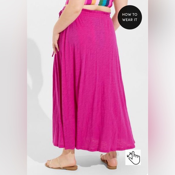 Maxi Slub Front Slit Cover-Up Skirt size 2X - Picture 3 of 4